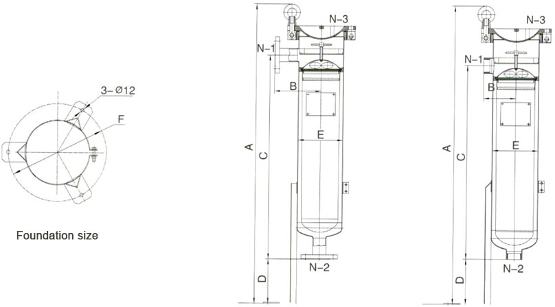 s.s. filter housing single SI drawing