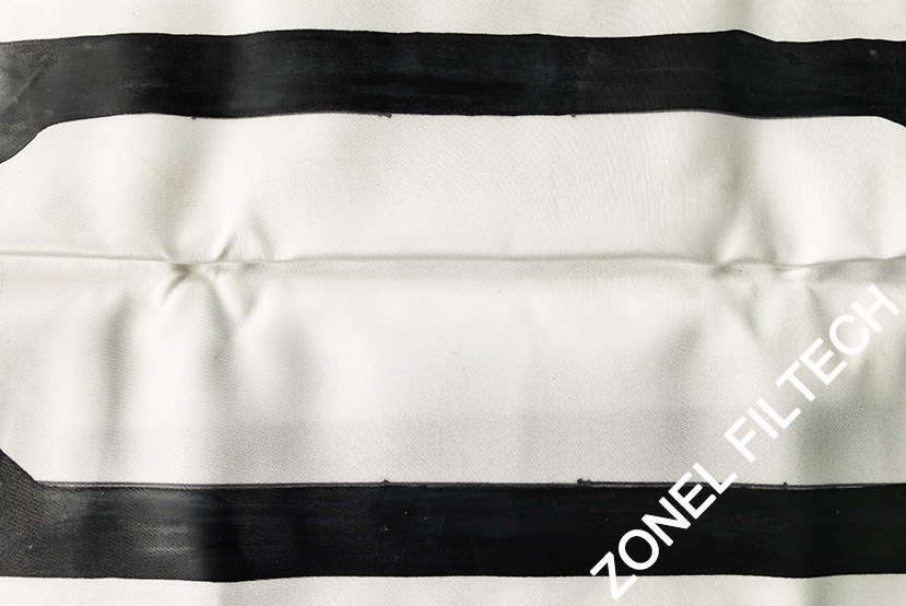 edge with rubber coated filter press fabric