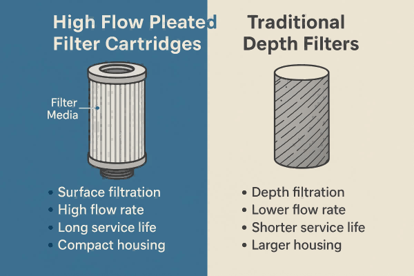 Comparing High Flow Pleated Filter Cartridges to Traditional Depth Filters